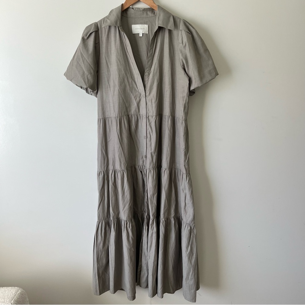 Brochu Walker The Havana Dress In Terra Brown Tiered Midi Dress Large $348 - Picture 5 of 13
